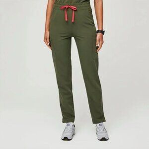 Figs - Dark Olive Yola High Waisted - Tall Skinny Scrub Pants - Small Tall